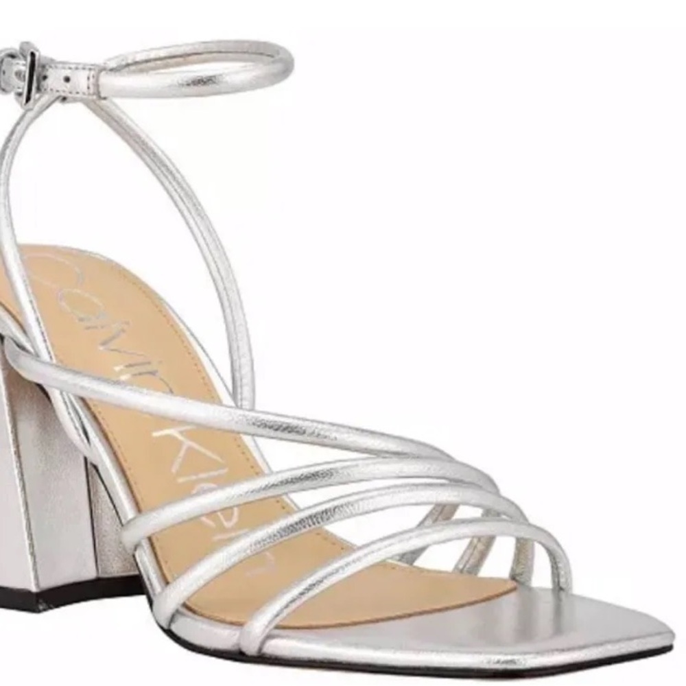 Calvin Klein Metallic Silver Strappy Heels